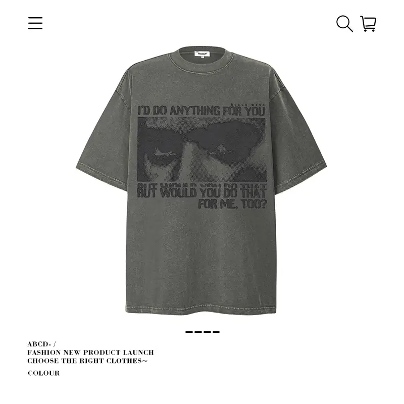 Men's 250g Heavy Tide Printed T-Shirt Black