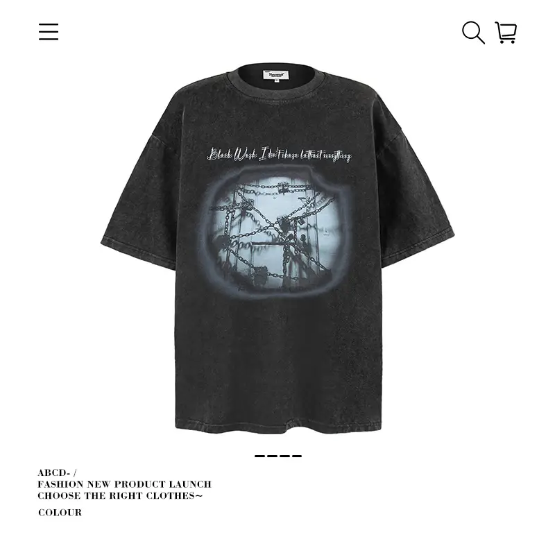 Men's 250g Heavy Tide Printed T-Shirt Black