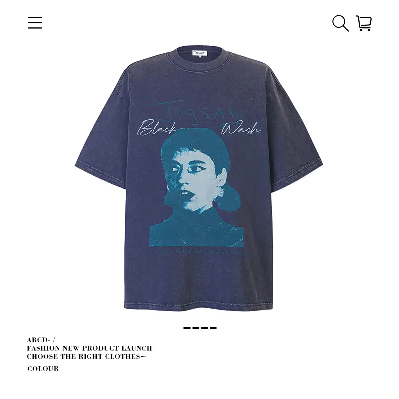 Men's 250g Heavy Tide Printed T-Shirt Black