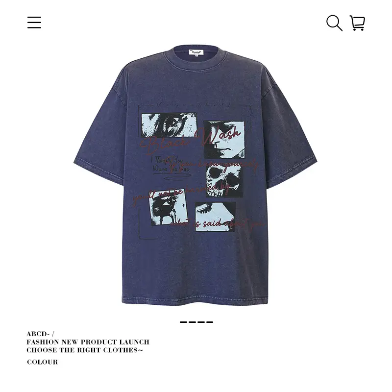 Men's 250g Heavy Tide Printed T-Shirt Black