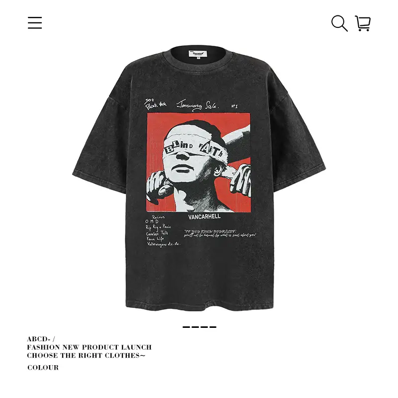 Men's 250g Heavy Tide Printed T-Shirt Black
