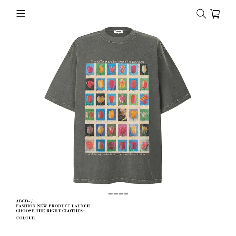Men's 250g Heavy Tide Printed T-Shirt Black