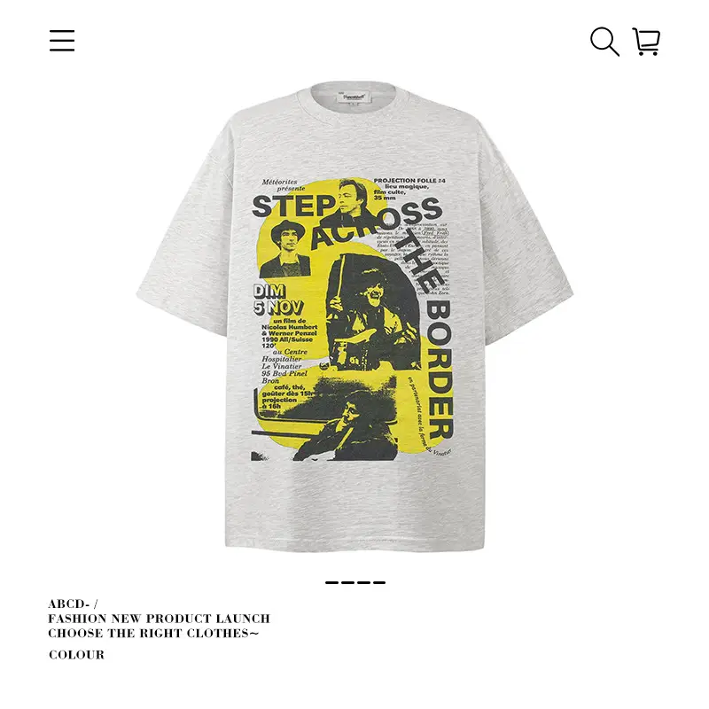 Men's 250g Heavy Tide Printed T-Shirt Black