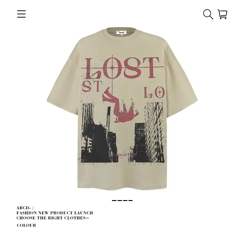 Men's 250g Heavy Tide Printed T-Shirt Black