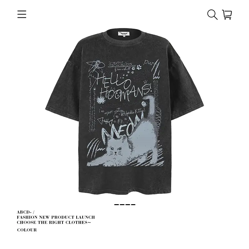Men's 250g Heavy Tide Printed T-Shirt Black