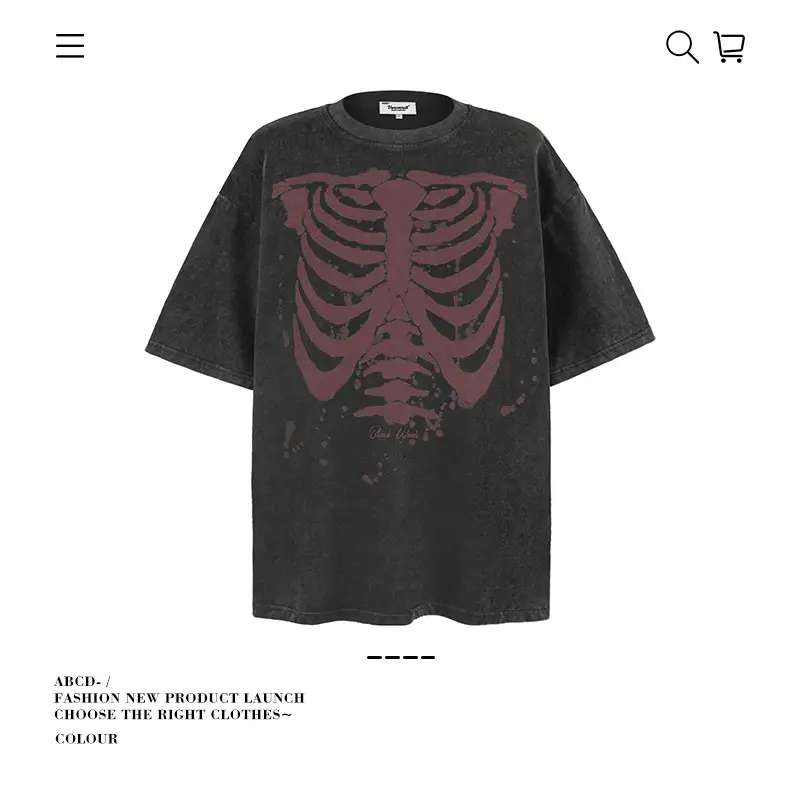 Men's 250g Heavy Tide Printed T-Shirt Black