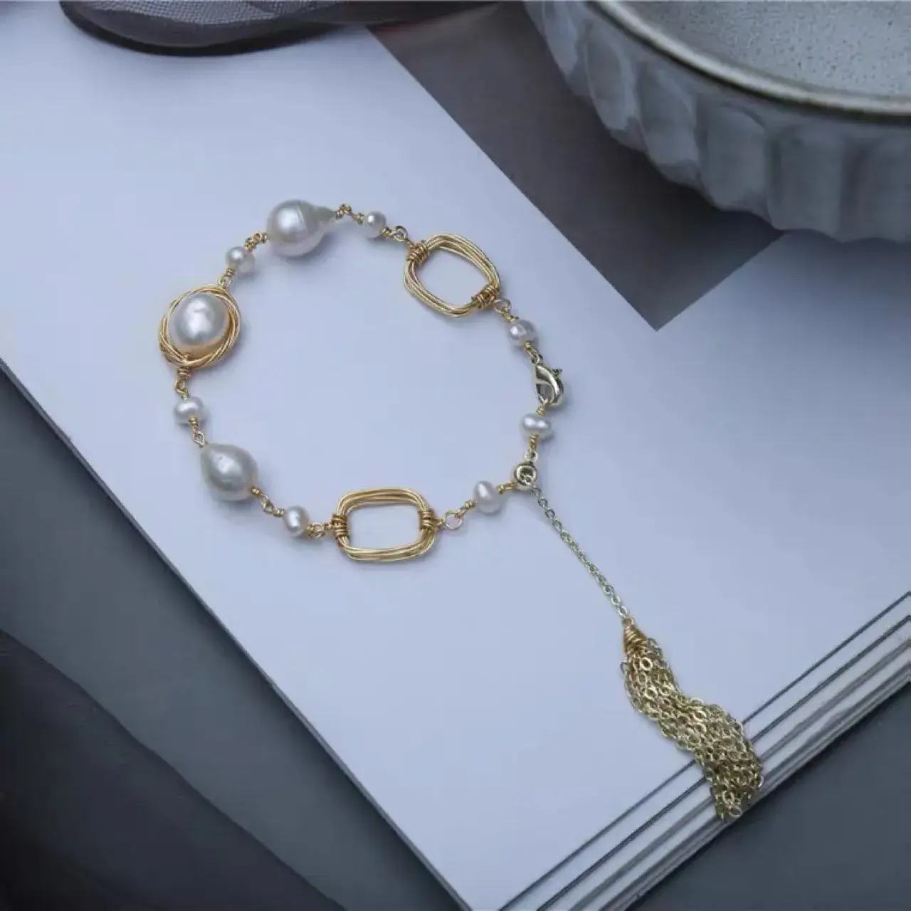 Natural Pearl Tassel Bracelet Elegant Versatile Sweater Chain