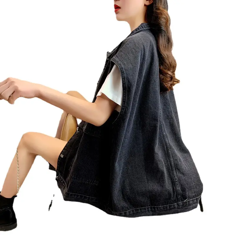2022 Women Denim Vest Student Sleeveless Loose Waistcoat - Image 7