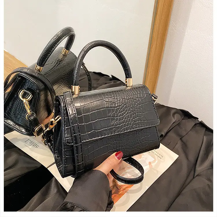 Black Croc Leather Crossbody Bag for Women — feature 28