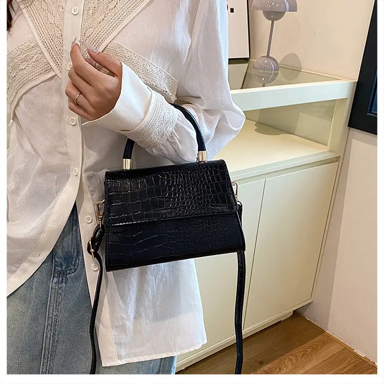 Black Croc Leather Crossbody Bag for Women — feature 29