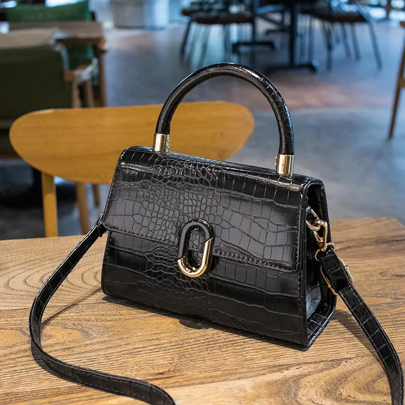 Black Croc Leather Crossbody Bag for Women — feature 3