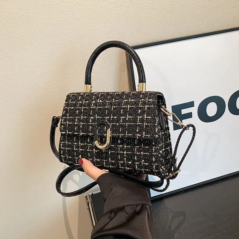 Black Croc Leather Crossbody Bag for Women - Image 5