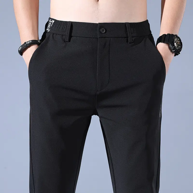 Men's Light Green Ice Silk Slim Trousers Summer Casual - Image 7