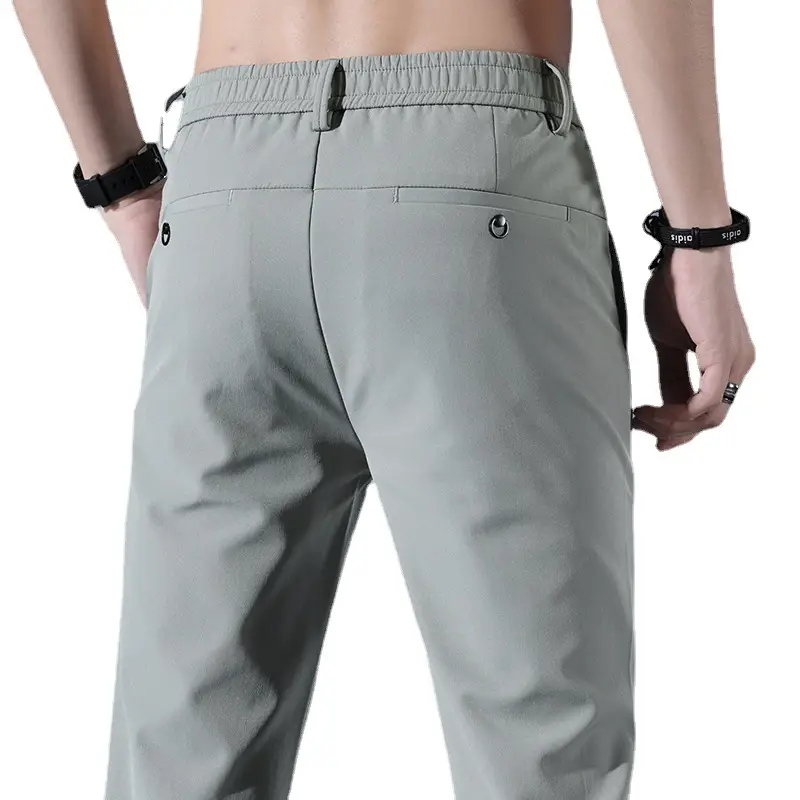 Men's Light Green Ice Silk Slim Trousers Summer Casual - Image 10