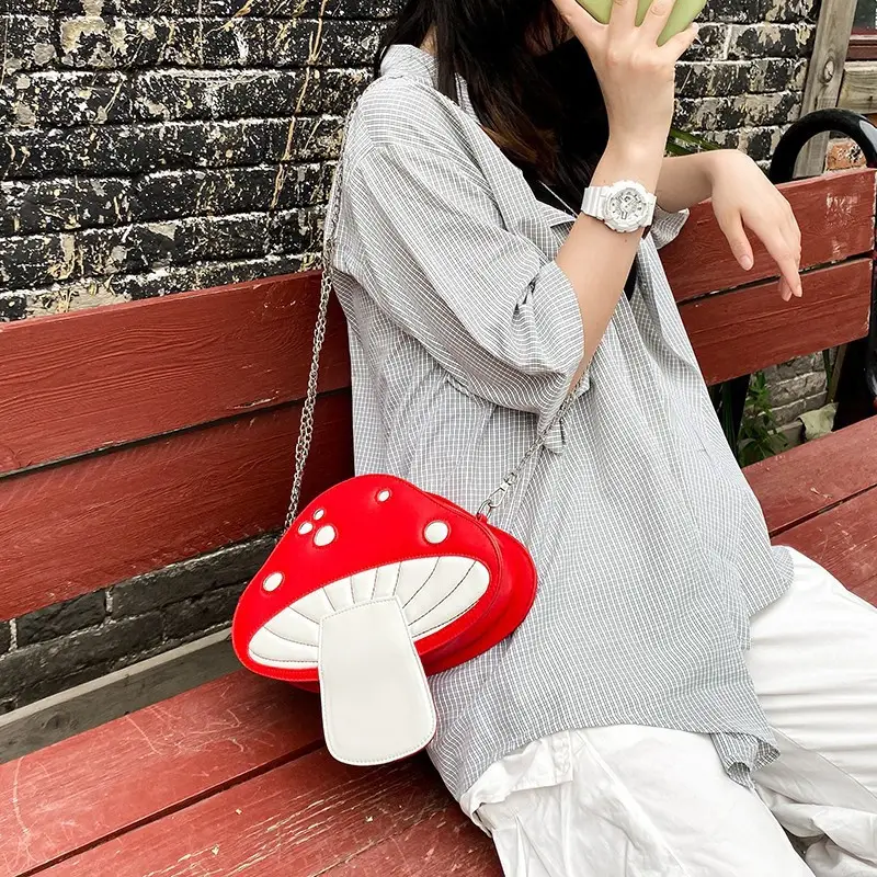 Cute Mushroom Bag 2026 New Arrival Cartoon Chain Color-Blocking Shoulder Bag - Image 2