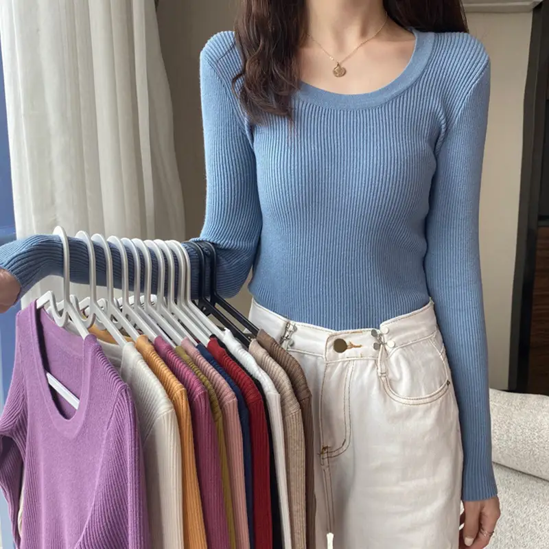 Women's Knitted Low Neck Sweater Top White