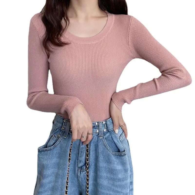 Women's Knitted Low Neck Sweater Top White