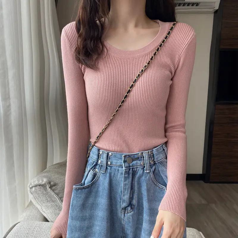 Women's Knitted Low Neck Sweater Top White