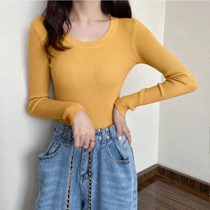 Women's Knitted Low Neck Sweater Top White