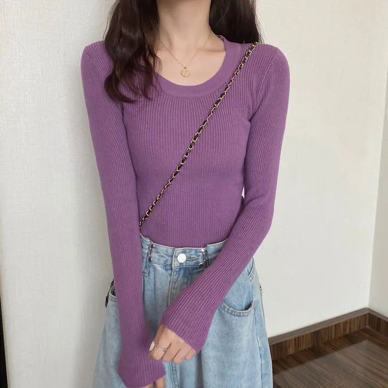 Women's Knitted Low Neck Sweater Top White