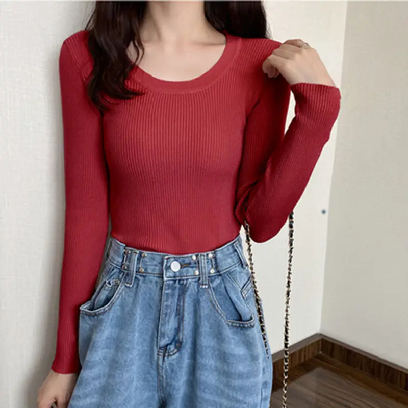 Women's Knitted Low Neck Sweater Top White