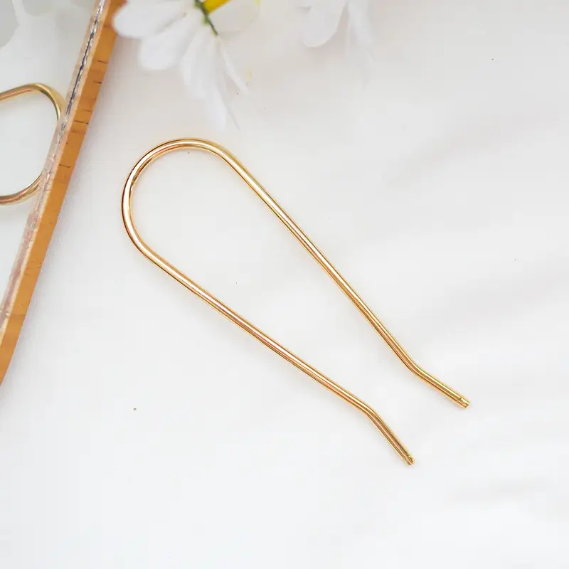 U-Shaped Pearl Hairpin Gold Minimalist Elegant - Image 8