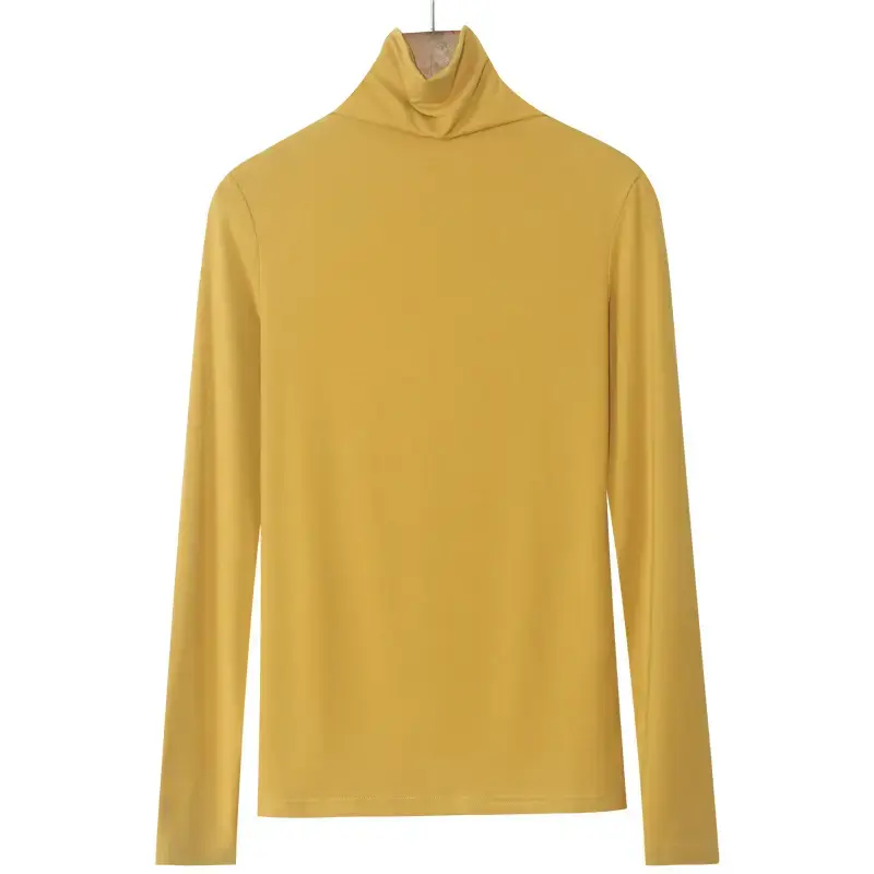 Women's Maroon High Collar Long Sleeve T-Shirt - Image 19