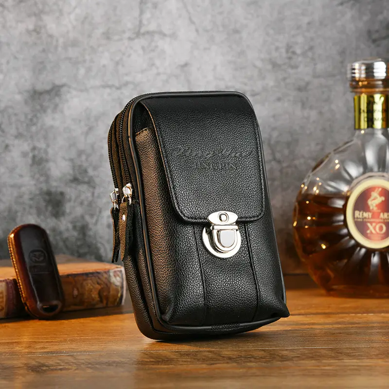 Men's Black Belt Mobile Phone Case with Clasp