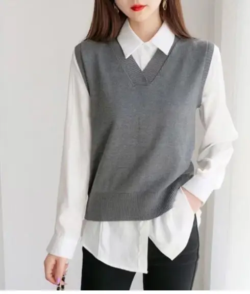 Women V-Neck Knitted Vest Sleeveless Pullover - Image 4