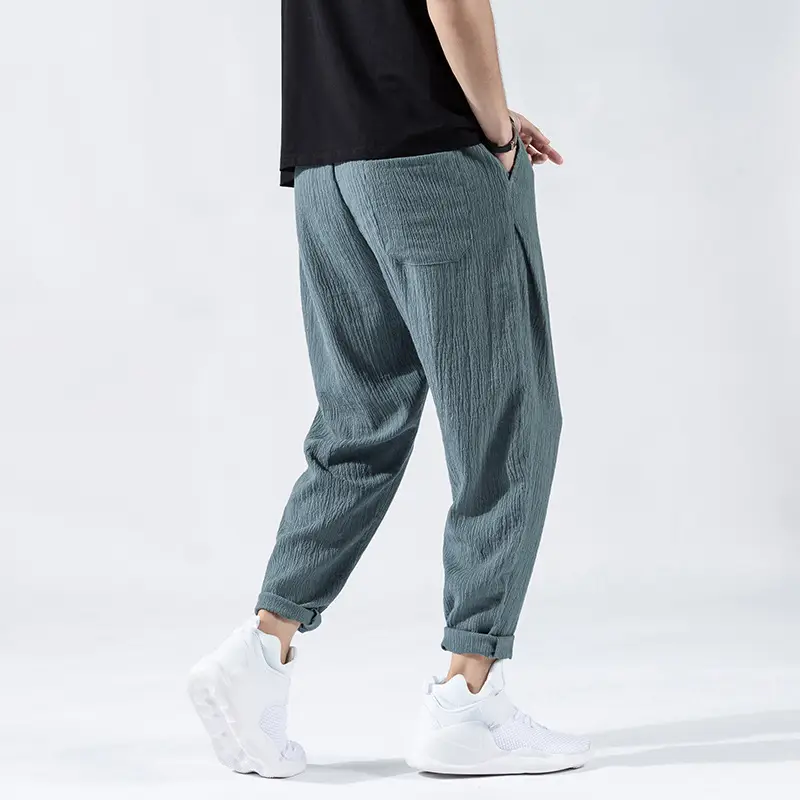 Men's Black Loose Fit Nine-point Pants Large - Image 5
