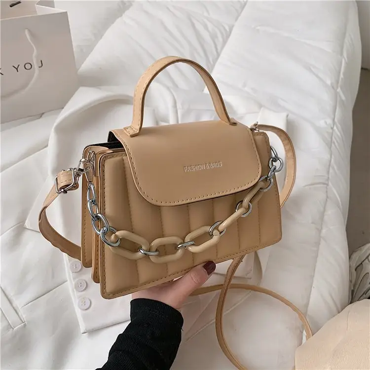 Red Korean Style Mini Shoulder Bag with Thick Chain - Image 3