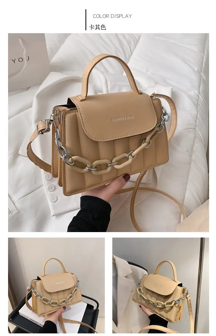 Red Korean Style Mini Shoulder Bag with Thick Chain — feature 11