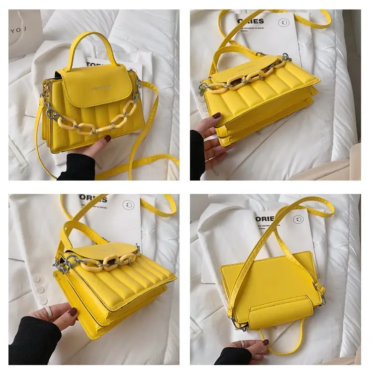 Red Korean Style Mini Shoulder Bag with Thick Chain — feature 6