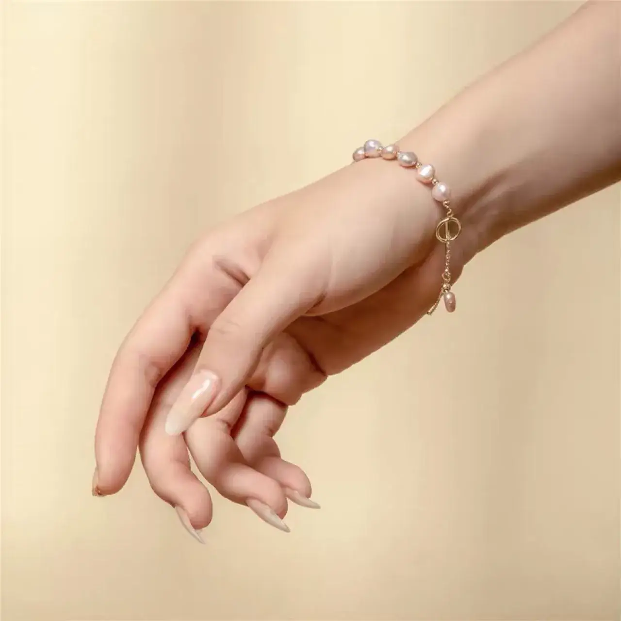 Natural Baroque Pearl Bracelet 14K Gold Light Luxury - Image 3