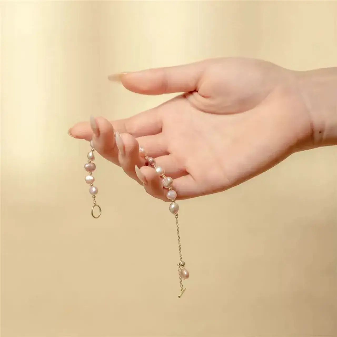 Natural Baroque Pearl Bracelet 14K Gold Light Luxury - Image 5