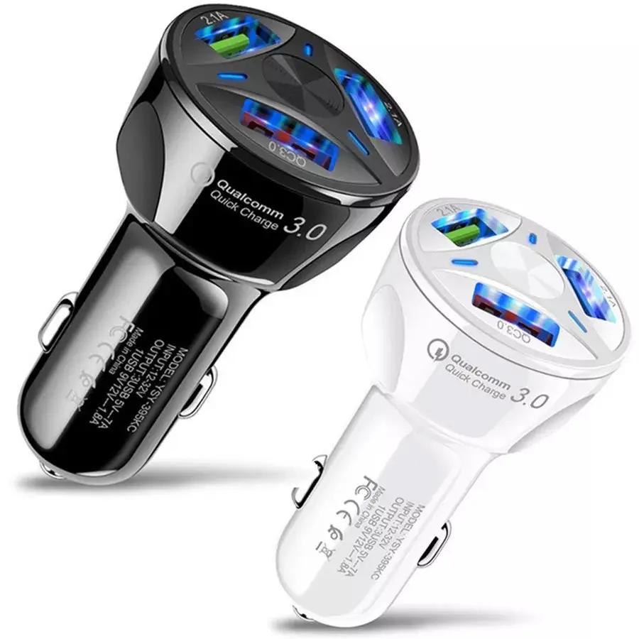 Wholesale 4USB Fast Charging Car Charger White Black