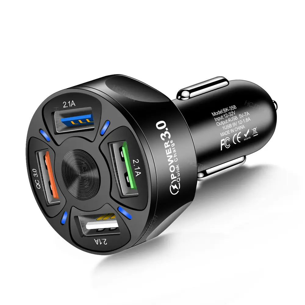 Wholesale 4USB Fast Charging Car Charger White Black