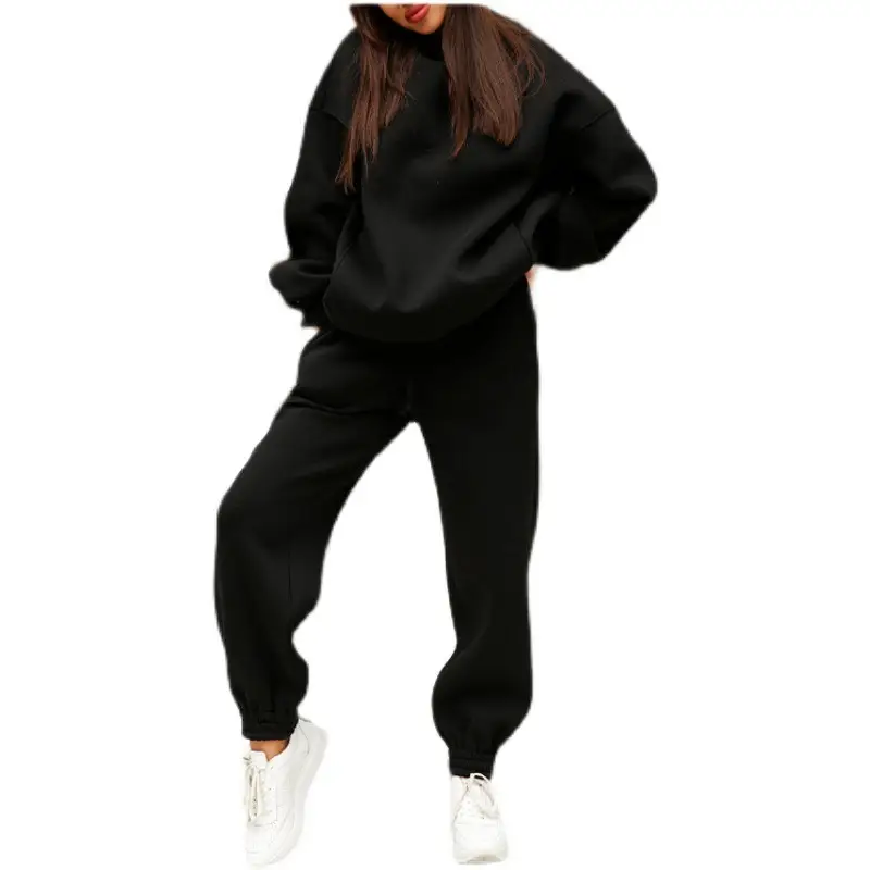 Women Pink Fleece Hooded Sweatpants Set