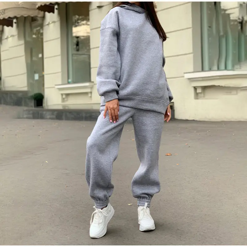 Women Pink Fleece Hooded Sweatpants Set — feature 21