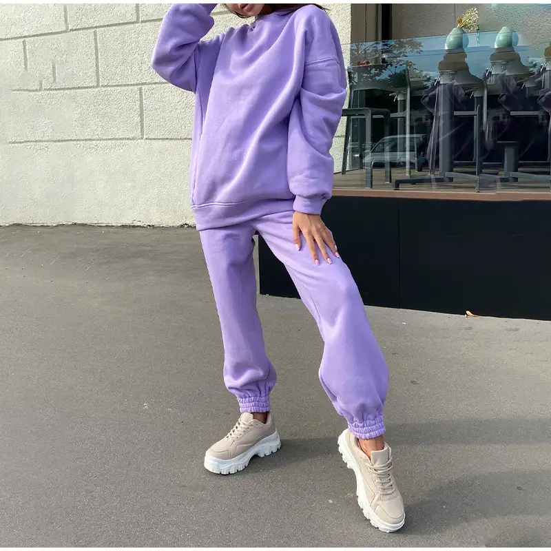 Women Pink Fleece Hooded Sweatpants Set — feature 27
