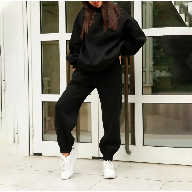 Women Pink Fleece Hooded Sweatpants Set — feature 28