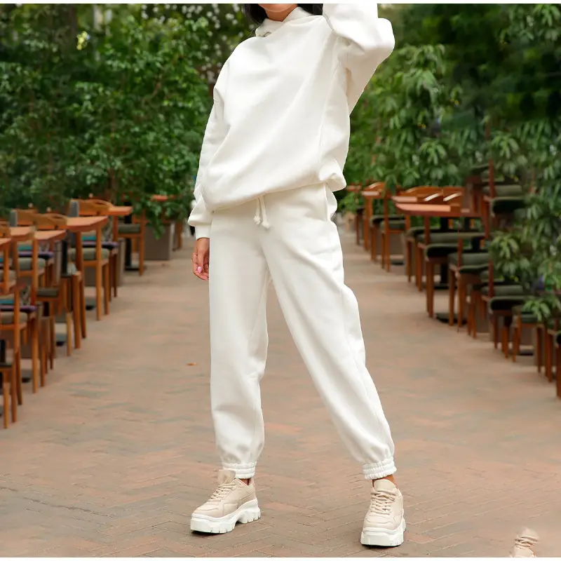 Women Pink Fleece Hooded Sweatpants Set — feature 30