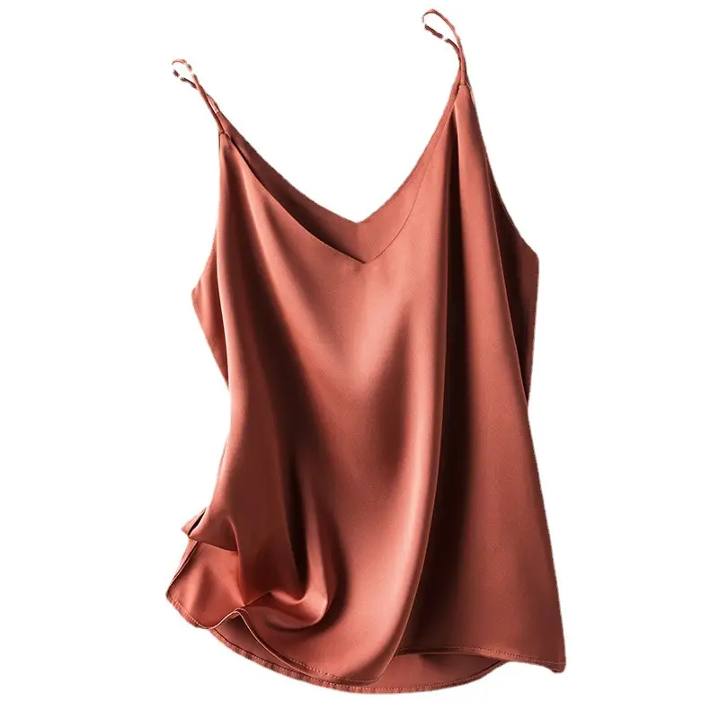 Women's Silk Camisole White Black All Match Small