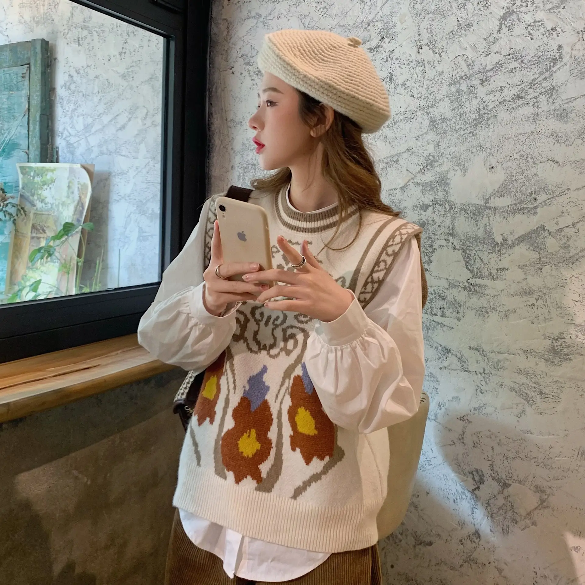 Women Korean Style Jacquard Sweater Vest Autumn Winter - Image 5