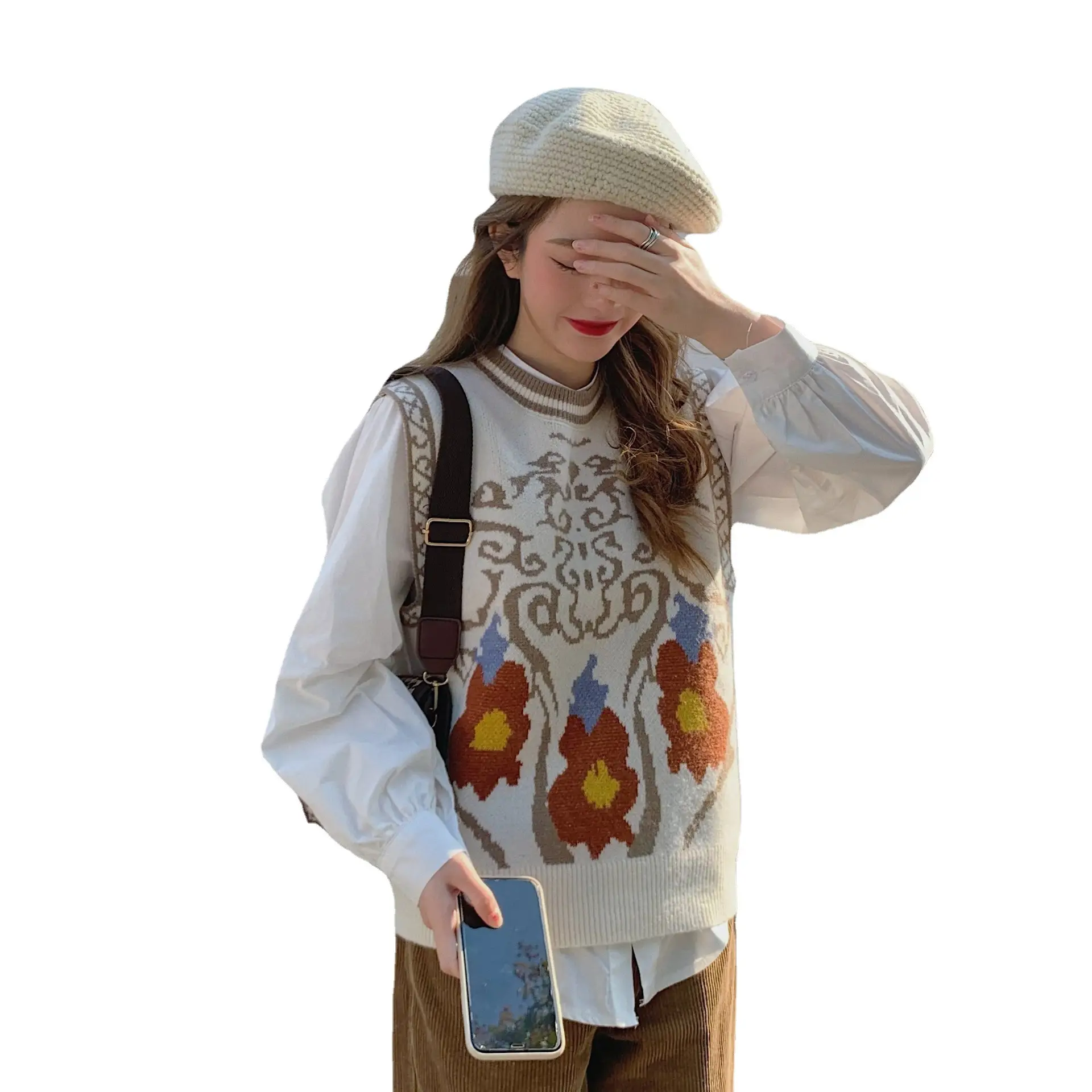 Women Korean Style Jacquard Sweater Vest Autumn Winter - Image 7