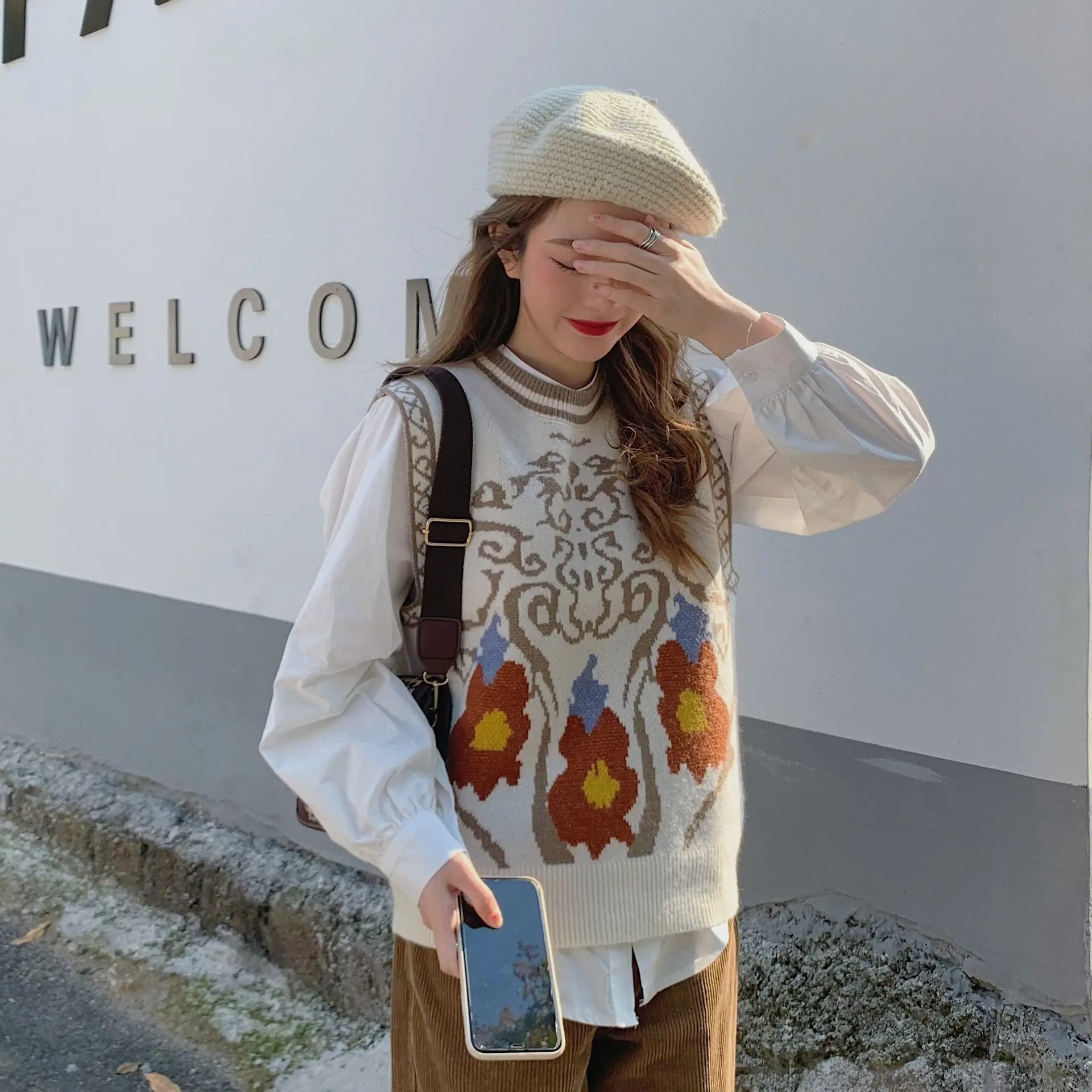 Women Korean Style Jacquard Sweater Vest Autumn Winter — feature 10