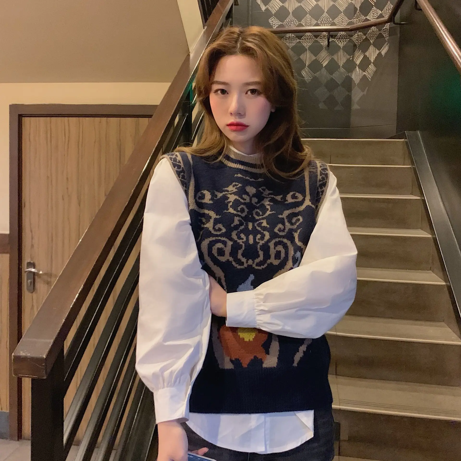 Women Korean Style Jacquard Sweater Vest Autumn Winter — feature 18