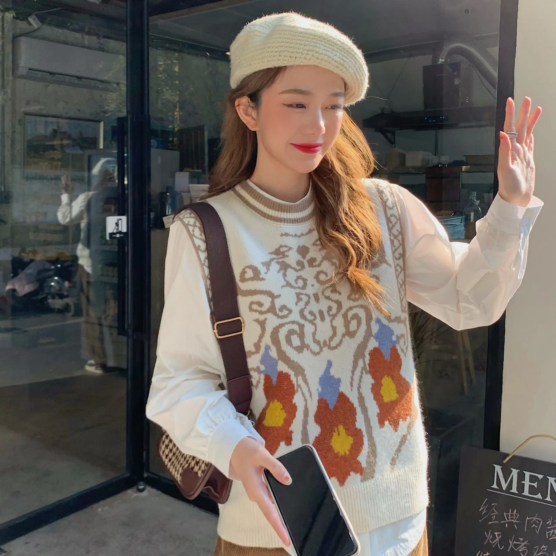 Women Korean Style Jacquard Sweater Vest Autumn Winter — feature 3