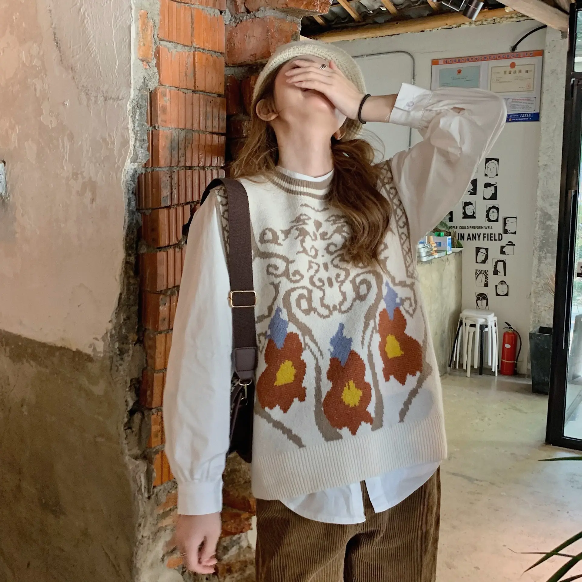 Women Korean Style Jacquard Sweater Vest Autumn Winter — feature 9