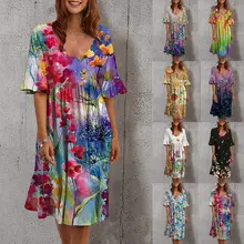 Women's Floral Print Sleeveless Dress White Summer — feature 7